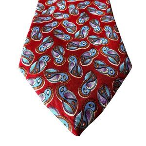 Vintage Christian Dior Monsieur Red Paisley All Silk Tie Made In USA 3.5 x 58